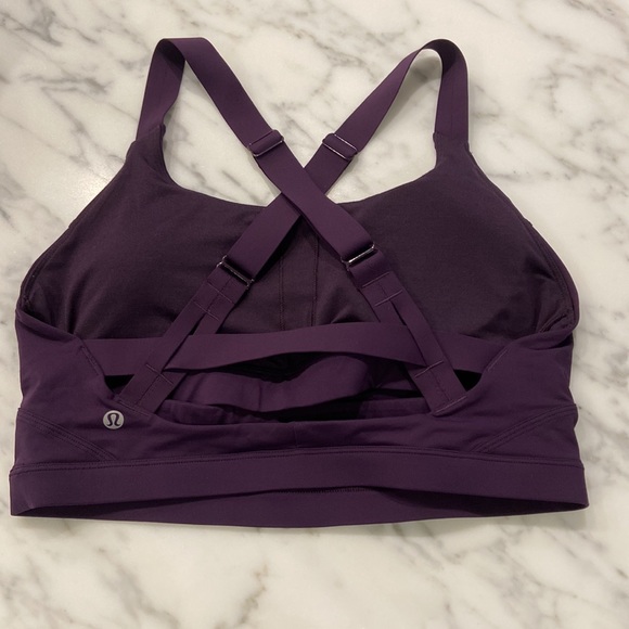 Lululemon eggplant/purple strappy back sports bra, size 12 - Picture 2 of 2